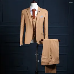 Мужские костюмы 2023 Модные коричневые мужчины подходят 3 шва