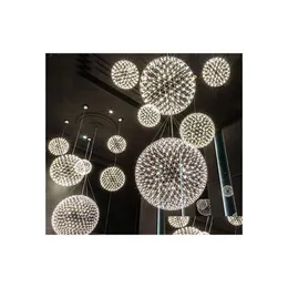 Pendant Lamps Modern Living Room Lamp Light Stainless Steel Ball Led Chandelier Firework Restaurant Villa El Project Drop Delivery L Dhk07