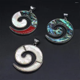 Pendant Necklaces Natural Abalone Shell Brooch Round Shape Circle Charms For Making Women Men Jewerly Necklace 40x50mm