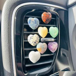 Other Fashion Accessories Rose Quartz Stone Carving Heart Shape 2Cm Car Air Outlet Trim Clip Crystal Healing Decoration Deco Dhgarden Dht8X
