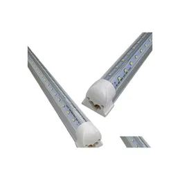 Rurki LED VSHAPAP T8 Lights 72 W 8 stóp 2,4m Zintegrowana chłodnia drzwi Fluorescencyjna Lampka Lampka 270 Kangle Podwójne oświetlenie Glow 110277V Dr Dhl4H