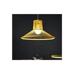 H￤ngslampor modern ljuskrona industriell retro bambu lampa showroom rum restaurang kreativ personlighet e27 japanska led lampor d dh3v1