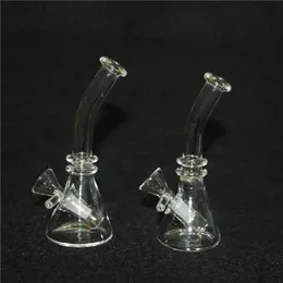 hookahs 4 Inch Mini Triangle Glass Bong Water Pipes with 10mm Female Small Thick Pyrex Beaker Travel Bong Recycler Dab Rig for Smoking