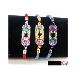 Pendant Necklaces Micro Pave Cz Hamsa Hand Charm Rame Braiding Rope Bracelets Adjustable Bracelet Fashion Jewelry Drop Delivery Penda Dhpc6