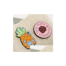 Pins Broschen Ananas Ananas Behandeln Sie Menschen mit Freundlichkeit Blumenbrosche Cartoon Emaille Anstecknadel Abzeichen Für Frauen Mädchen Junge Kinder Shu4 Dhgoj