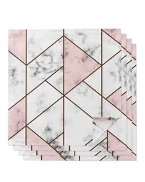 Table Napkin White Marble Texture Pink Triangle 4/6/8pcs Kitchen 50x50cm Napkins Serving Dishes Home Textile Products