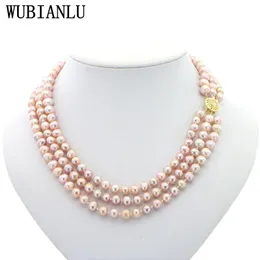 Beaded Halsband Natural 78mm Freshwater Pearl Necklace Women's Jewelry Chain Charm 3 Row Multicolor Female Fashion Four Seasons Collar T247 230202