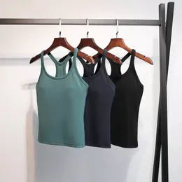 Luluwomen Colete de roupas de ioga feminina com almofada no peito roupas longas de fitness lindas costas correndo justo top esportivo nu