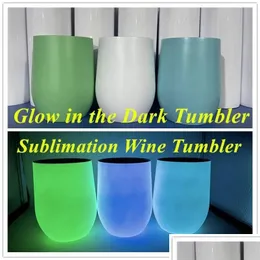 Tassen Diy Sublimation Wein Glow in the Dark Tumbler 12Oz Gläser mit leuchtender Farbe Tasse Ei FY4922 Drop Lieferung Home Garden Kitchen Dhoev