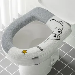 Pokrowce na toalety kreskówkowe śliczna okładka z pluszowym zamek błyskawiczne miękkie ciepłe maty poduszki zmywalne wc podkładki domowe łazienka