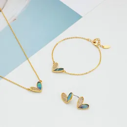 Necklace Earrings Set Jaeeyin 2023 Trendy Enamel Heart Pendant Jewelry Cubic Zircon Seashell Temperament Exquisite Earring Gift For Women