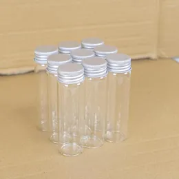 Storage Bottles 12PCS/Lot 30 100mm 50ml Tiny Glass Silver Screw Metal Cap Jars Mini Containers Aluminum Clear 50CC Vial Bottle