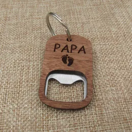 L￪venir personalizado com chaveiro de garrafa de garrafa de garrafa Keychains abridores de garrafas de madeira Presentes de casamento da cadeia para convidados abridor de garrafa