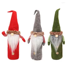 Decorações de Natal Saco de garrafas de vinho com capa de champanhe sem rosto gnome