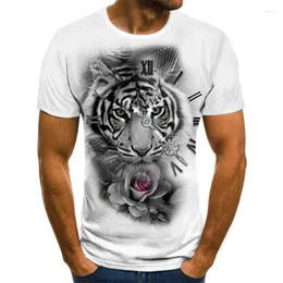 Męskie koszule Tiger Tiger Print Cool krótko-rękawo-okrągła koszulka okrągła