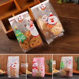 Christmas Decorations 50pcs Plastic Gift Bags Cookie Candy Biscuit Packaging Bag Decoration Navidad 2023 Santa Claus Xmas Tree