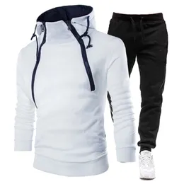 Herren Traursuits Mode Men Suits Autumn Winter Reißverschluss Hoodies und Jogginghosen Casual Kapuzenpullover Sport Fleece Warm Jogging 230202