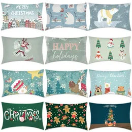 Travesseiro 30x50cm Feliz Natal Caso de decoração Caso de neve capa de natal Ano Ano Polyster Sofá travesseiro lombar