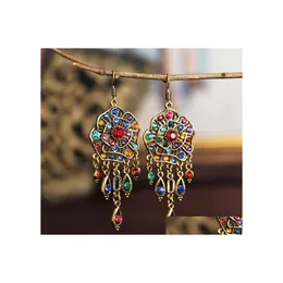 Stud Bohemian Fashion Jewelry Orecchini vintage Womens Rhinstone scavato ciondola nappe Drop Delivery Dhnjk