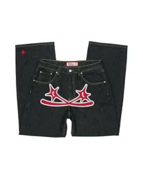 Jeans femininos Y2K Hip Hop Gothic Street Men calça de rocha solta Harajuku Casual Black Denim Streetwear 230202