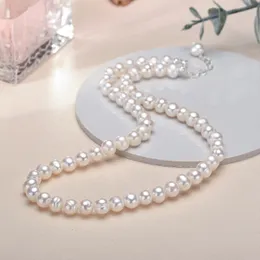 Perlenketten 6-7 mm Süßwasser-Zuchtperlenkette für Frauen Echte Halsreifen Perlenkette Damen-Perlenstrang-Halsketten aus Sterlingsilber 230203