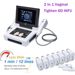Outros equipamentos de beleza 3 em 1 Tecnologia vaginal de rejuvenescimento 6D HIFU Vagina apertar o equipamento de salão de beleza 2 alças podem funcionar ao mesmo tempo