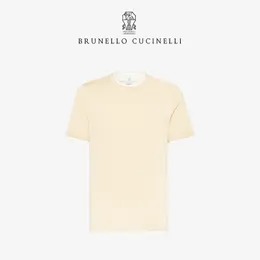 Män t shirt brurunello rund nacke cucinelli kort ärm smal casual stickad bomullst-shirt
