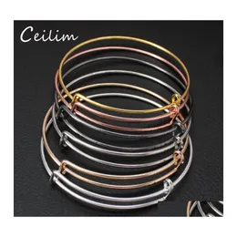 Bangle Wholesale 10pcs/lote USA Moda DIY Pulseiras ajustáveis ​​expansíveis para homens homens 50mm 65mm Size pulseira entrega de queda de queda J ot5ko