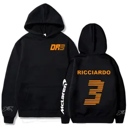 Mens Hoodies Sweatshirts McLaren Hoodie Formula One R Lång ärmbrev Daniel Ricciardo 3 Tryckt Streetwear Sweatshirt Men EU Size Vintage 230202