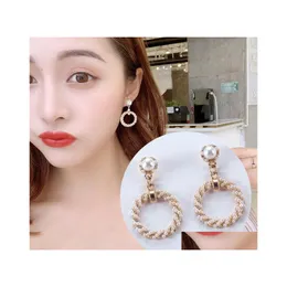 Stud Fashion Jewelry Pearl Beads Hoop Sweet Dingle Earrings Drop Delivery Dhatq