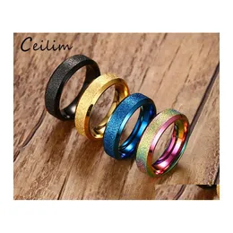 Cluster Rings High Quality 316 Stainless Steel Couple Wedding Engagement Dl Polishing Black Gold Blue Ring Women Mens Finger 6Mm Dro Otvdg