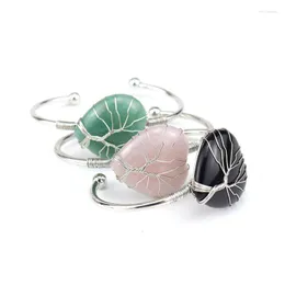 Bangle Romantic Heart Charm Copper Winding Wire Natural Crystal Stone Bracelets For Women Men Fashion Jewelry Gift