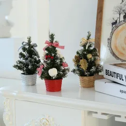 Weihnachtsdekorationen, 20 cm, Mini-Baum, Weihnachten, künstliche Tischplatte, Festival, Miniatur-Haus, Zimmer, Desktop-Ornamente, Jahr