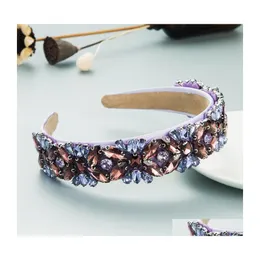 Headbands Colorf Barok Rhinestones Kadınlar İçin Lüks Kristal Diamante Tiara Saç Bandı Headdress Gelin Saç Aksesuarları C3 Drop Deli DHSP0