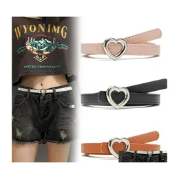 Belts Spring Europe Womens Decoration Slim Dress Jeans Belt Eyes Metal Needle Heart Buckle Simple Pu Leather Drop Delivery Fashion A Dhebj