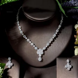 Серьги ожерелья устанавливают модную красивую воду капля CZ Женщины ювелирные изделия свадебные прополки Bijoux Femme Mariage N-1358