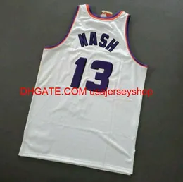 Vintage Steve Nash Mitchell Ness 96 97 White College Basketball Jersey Size S-4XL 5XL Custom أي اسم رقم Jersey