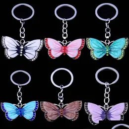 Schlüsselringe 6 teile / satz Neue Stil Silber Überzogene Schlüsselbund Schmetterling Fliegen Pferd Weihnachten Mode Anhänger DIY Perle Mädchen Charming Geschenk Drop D Dhkds