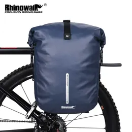 S Rhinowalk 2021 Cykel Vattentät cykel 20L Multifunktionell bakre rack Pannier Blue Black Travel Cycling väska 0201