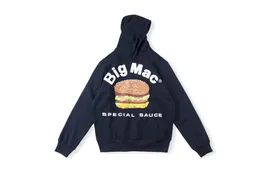CPFM.XYZ Big Mac Hamburger Bluza z kapturem z nadrukiem Mężczyzna Kobiety Bluzy z kapturem Luźne bluzy Oversize Bluza z kapturem Plus Size Bluza Unisex 100% bawełniane swetry Skateball Stroje