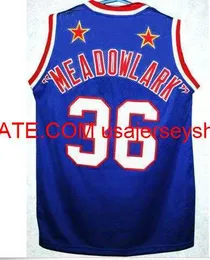 #36 HARLEM GLOBETROTTERS JERSEY MEADOWLARK LEMON SEWN Baskettröja Storlek S-4XL 5XL anpassad valfritt namn nummer tröja