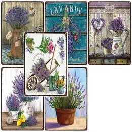 Lavendel Metallplatte Blume Bauernhaus Blechschilder Plakette Vintage Wandkunst Poster Hausgarten Dekor 20 cm x 30 cm Woo