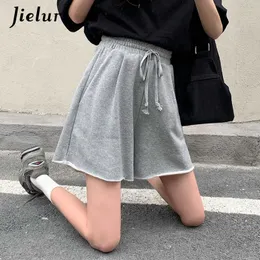 Kvinnors shorts Jielur Kpop Sport Summer Drawstring Loose Lose New Grey Black High midja fritid Young mode A-Line Hot Y2302