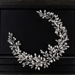 Bröllopshår smycken ailibrid pärla kristall pannband vinrankan tiara brud huvudstycke brud accessorie 230202