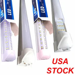مخزون في الولايات المتحدة 2FT 3ft 4ft 5ft 6ft 6ft 8ft 8ft على شكل V T8 LED مصابيح LED متكاملة LEDS أنبوب الضوء AC 85-265V مصابيح متجر الأبواب الباردة