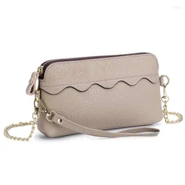 Borse da sera 2023 Mini borsa tinta unita da donna Versione coreana Cute Wrist Fashion Soft Leather Mobile Phone