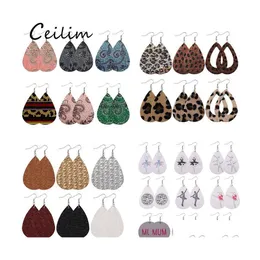 Charm modedesigner pu l￤der￶rh￤ngen f￶r kvinnor flickor bohemisk vintage teardrop oval drop sier krok smycken g￥va leverans otuds