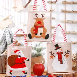 Noel Dekorasyonları Noel Baba Hediye Çantaları Depolama Çantası Şeker Kurabiye Tote Ev için 2023 Yıllık Parti Favor Dekor