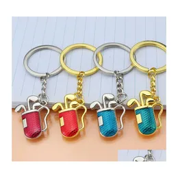 Key Rings Creative Golf Tube Pendant KeyChain Stereo Simation Golfs Club Barrel Ring Giveaway 1848 T2 Drop Delivery Jewelry DHKL1