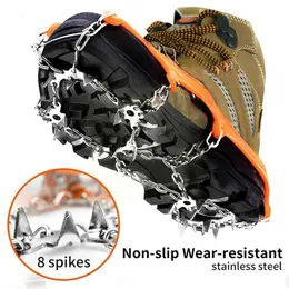 Crampons Anti Slip 8-Teeth Ice Shoes Spike Grip Boots Chain Climbing Mountaineering Crampons Hiking Winter Crampons Cleats Grippers A9M2 230203